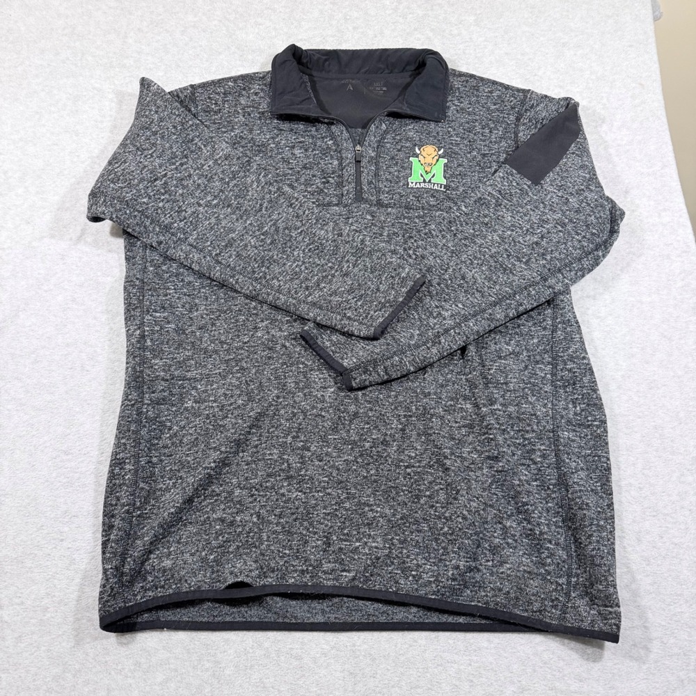 Antigua Marshall University Pullover Men 3XLT Grey  Quarter Zip Heathered